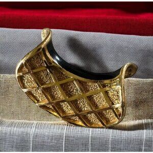 BALENCIAGA Paris Vintage Gold Black Brooch Pin